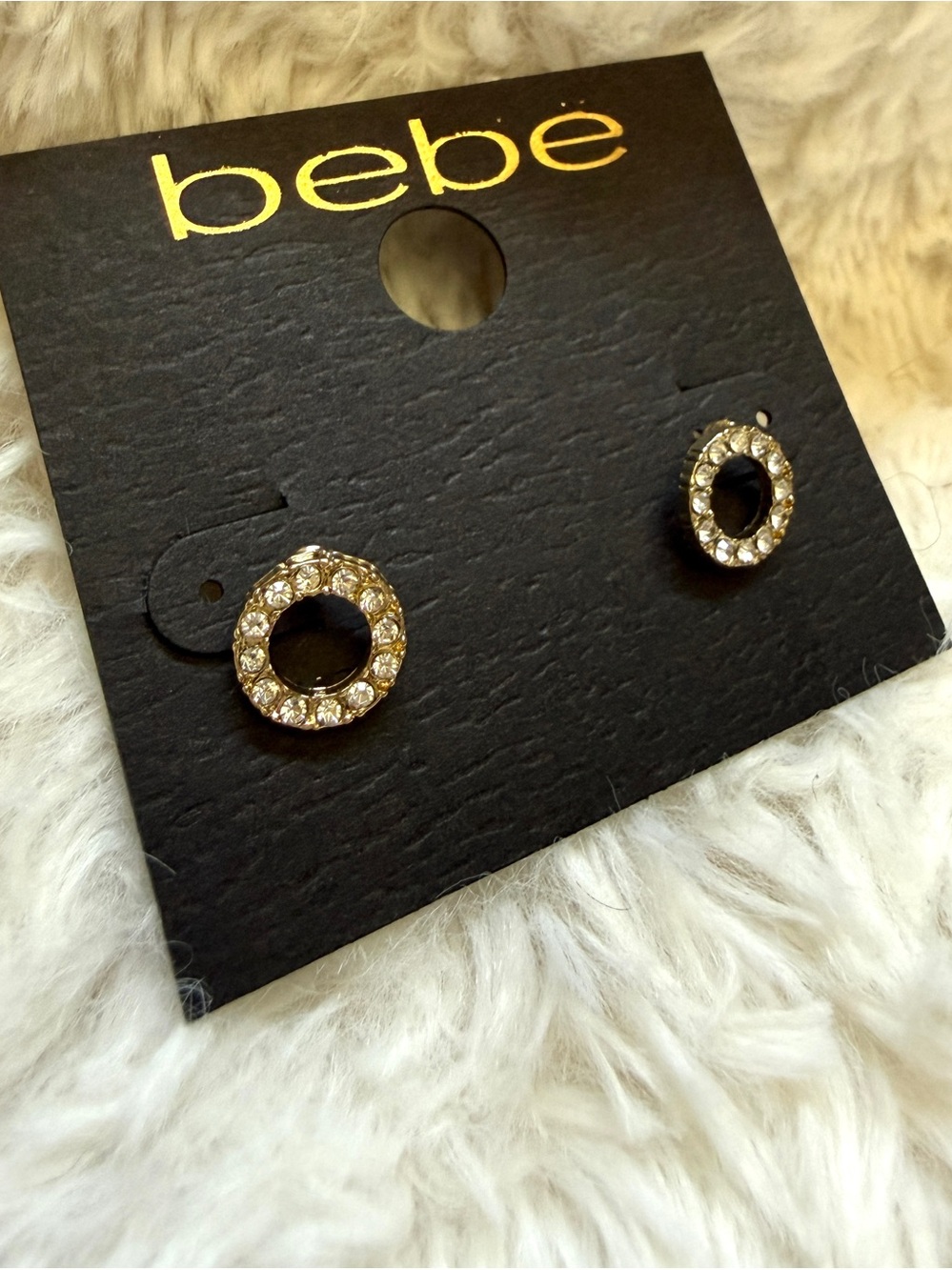 bebe Gold Crystal Circle Stud Earrings